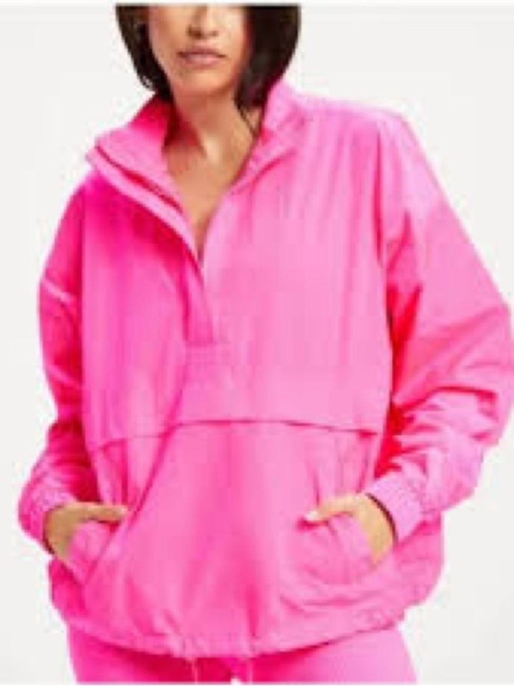 Good American Bright Pink Pullover Anorak Jacket